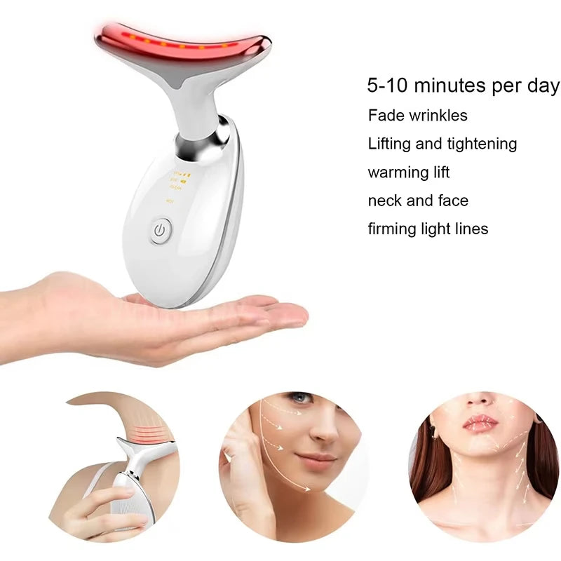 7 Colors LED Lights Face Neck Beauty Device Vibration Massage Improve Neck Lines Face Lifting Machine for Wrinkles, Double Chin4