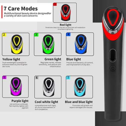 NEW Booster Pro Led Facial Light Therapy 7 Colors Eye Beauty Wand Red Light Eye Massager for Skincare &amp; Blue Rejuvenation Tool