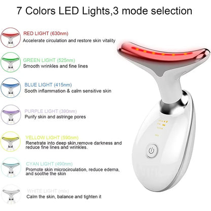 7 Colors LED Lights Face Neck Beauty Device Vibration Massage Improve Neck Lines Face Lifting Machine for Wrinkles, Double Chin4