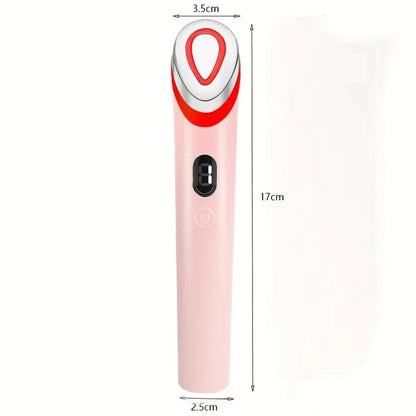 Age-R Booster Pro anti-wrinkle facial massager device in pink and white with red accents and digital display for skincare