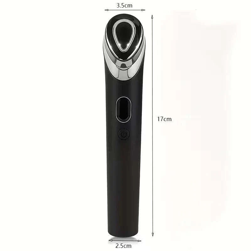 Age-R Booster Pro black anti-wrinkle facial massager device with ergonomic handle and silver detailing, compact design 17cm long