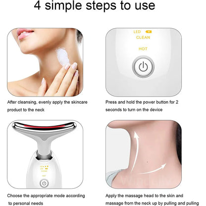 Transform Your Skin with the 7 Colors Anti-Wrinkle Facial Massager - Neck &amp; Face Beauty Device for Tightening and Lifting