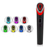 Booster Pro Led Facial Light Therapy wand in black plastic, with a red illuminated eye-shaped head and seven color options
