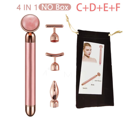 Revitalize Your Skin with the New Electric Vibrating Jade Roller Massager - Slimming Face Lifting Rose Quartz 3D Facial Tool