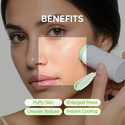 CACTOX PORE RELIEF MULTI BALM skincare stick with a white tube and mint-green balm tip, shown gliding on skin