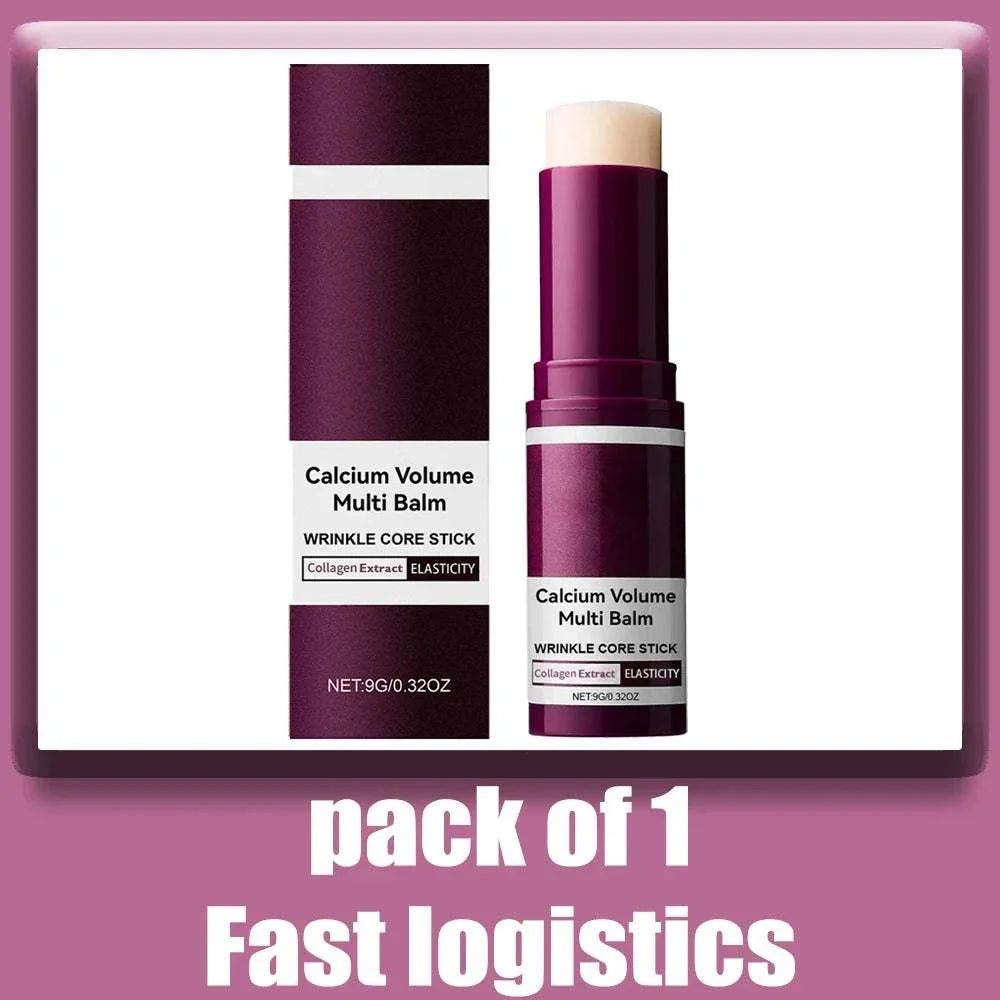 Calcium Volume Multi Balm purple wrinkle core stick with cream balm tip and matching box
