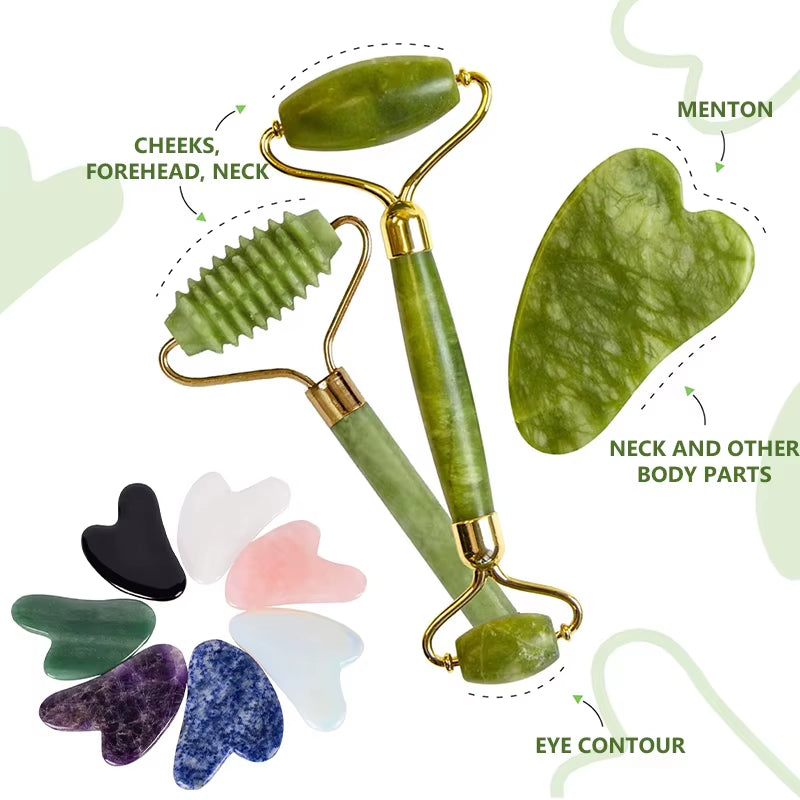 Revitalize Your Skin with the Gua Sha Jade Massager Roller - Enhance Beauty and Reduce Tension for Face, Neck, and Eyes