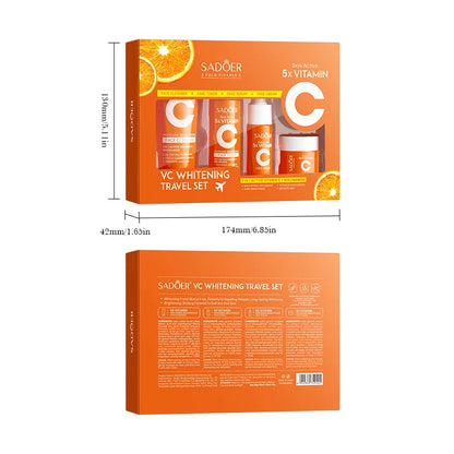 Revitalize Your Skin On-the-Go: Vitamin C Moisturizing Travel Skincare Set with Cleanser, Toner, Serum, and Face Cream