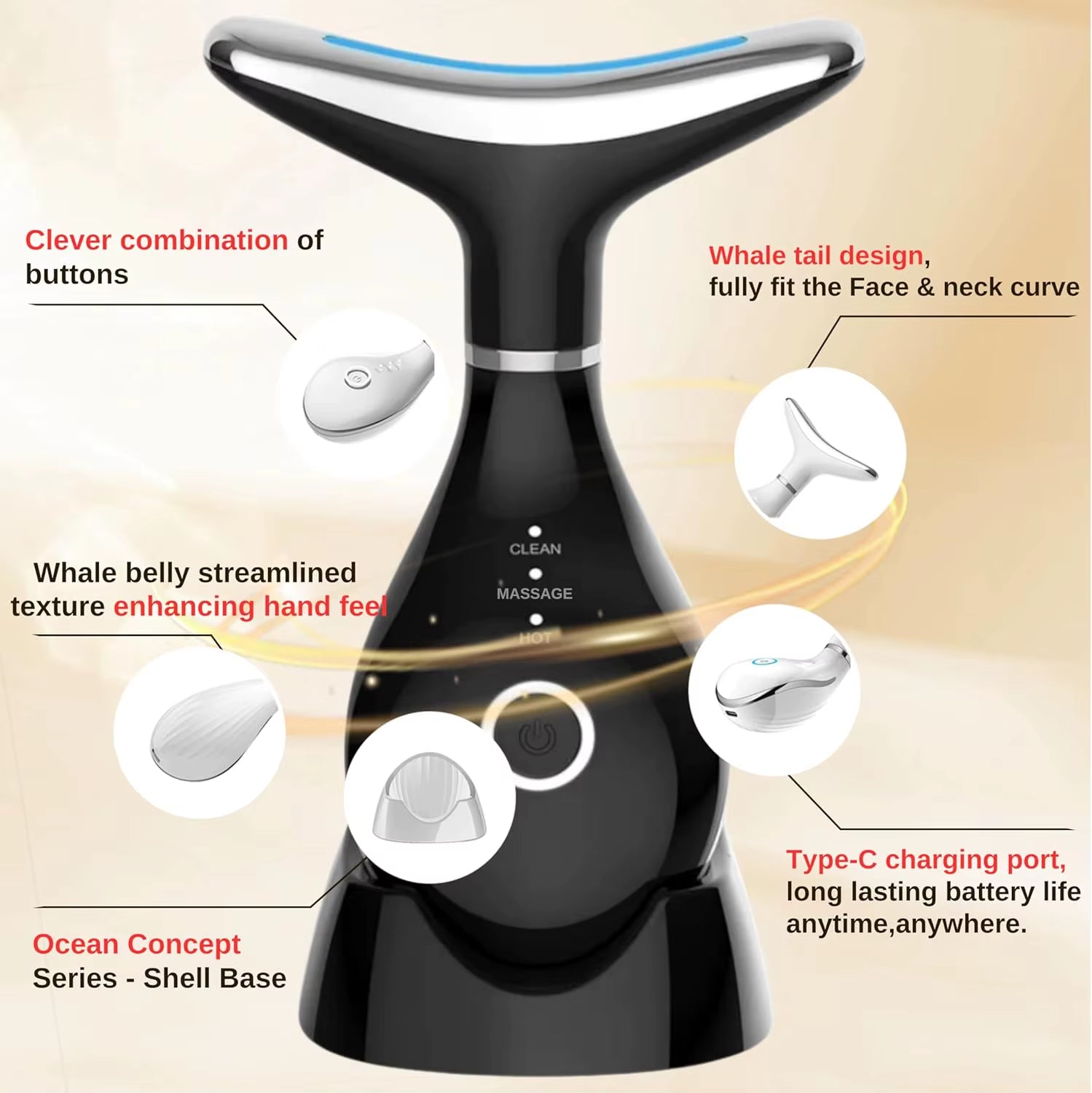 Revitalize Your Skin with the 3-in-1 LED Neck Beauty Device - Microcurrent Facial Massager for Daily Anti-Aging Skincare