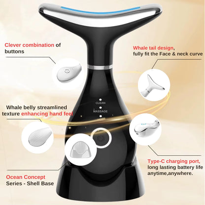 Revitalize Your Skin with the 3-in-1 LED Neck Beauty Device - Microcurrent Facial Massager for Daily Anti-Aging Skincare