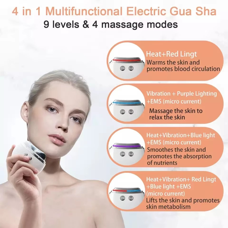 Revitalize Your Skin with the 2024 5-in-1 Heating Vibration LED Facial Massager - Neck Lifting Gua Sha Tool for Ultimate Rejuvenation