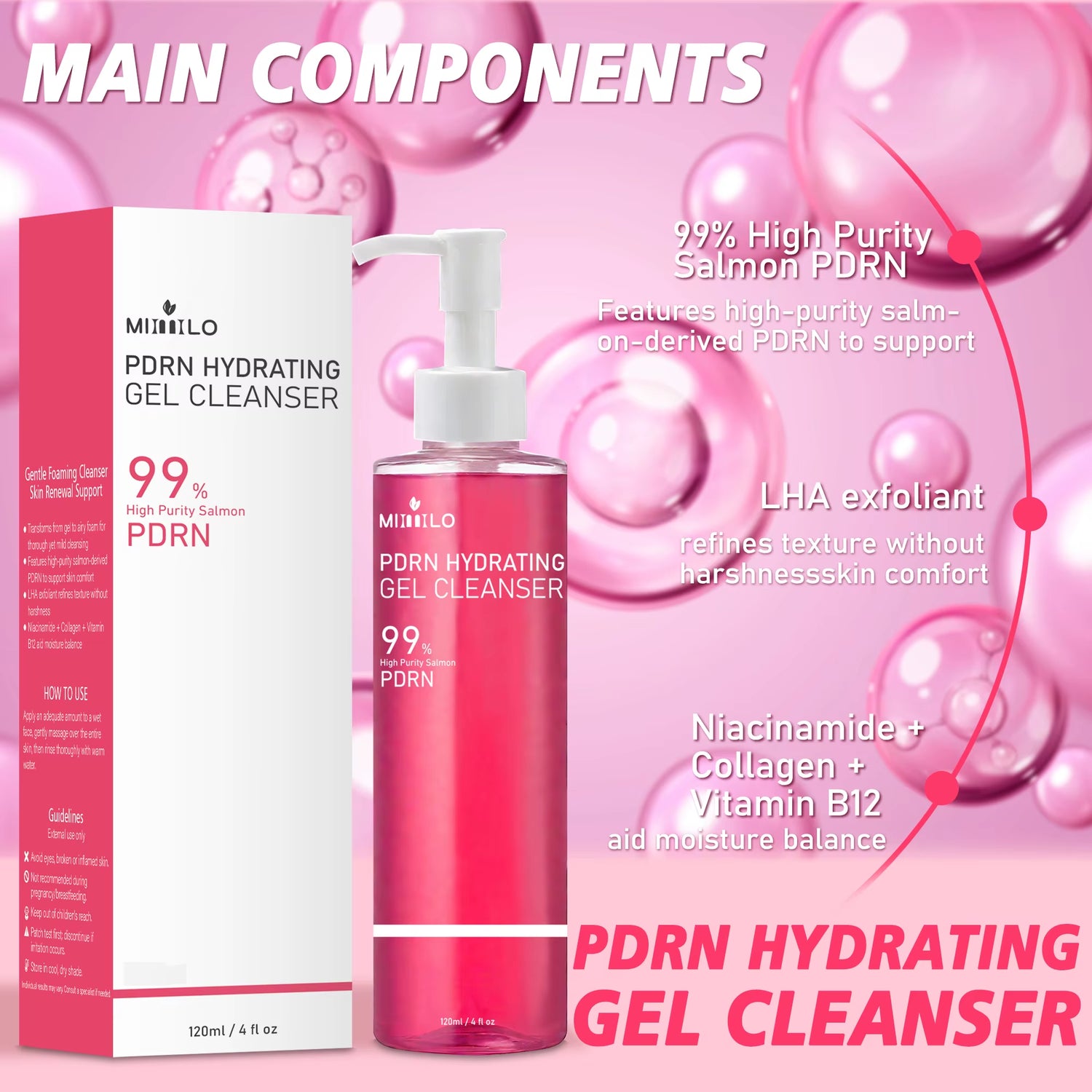 Experience Radiant Skin with DNA PDRN Salmon Pink Foam Cleansing Gel - Deep Cleansing, Oil Control, and Blackhead Removal