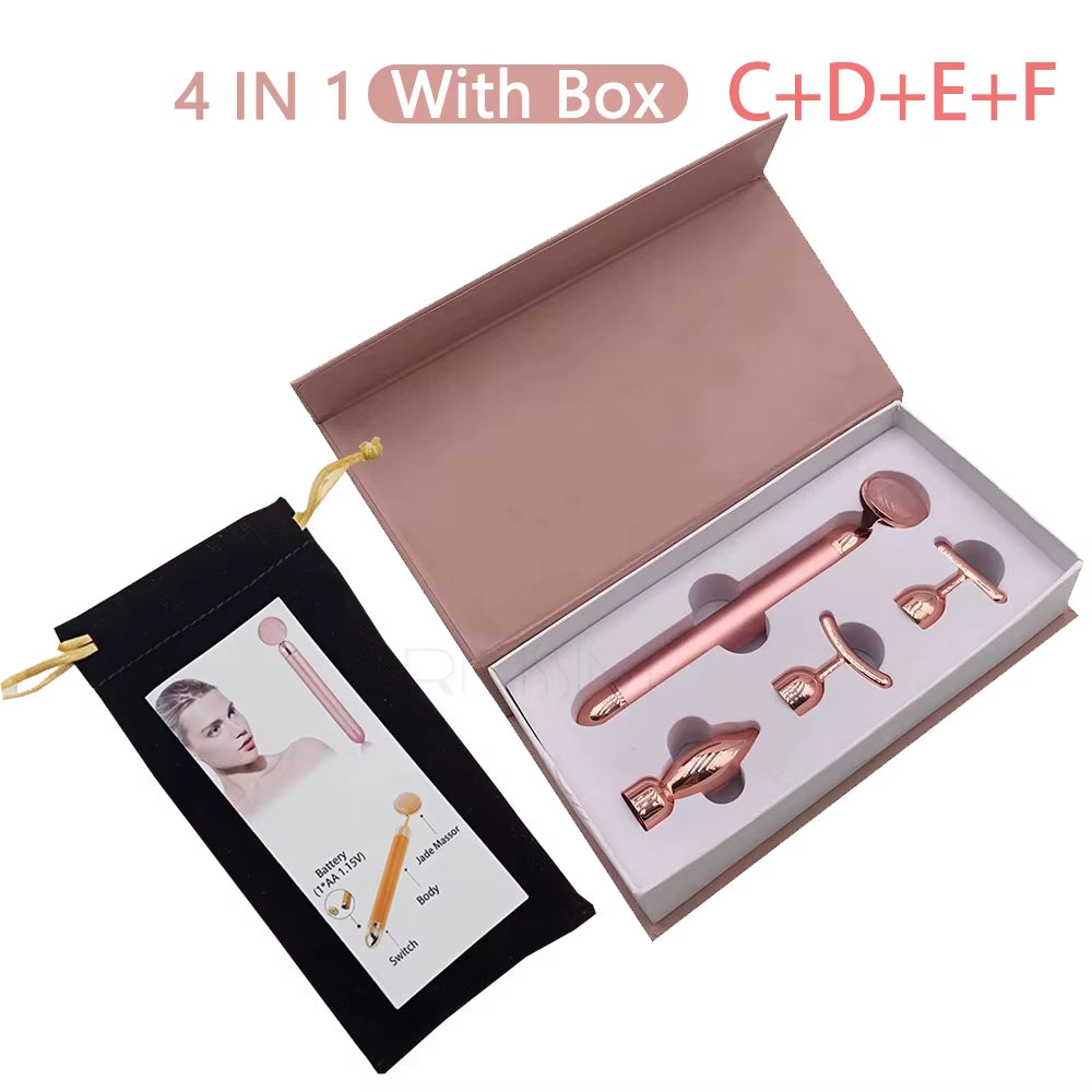 Revitalize Your Skin with the New Electric Vibrating Jade Roller Massager - Slimming Face Lifting Rose Quartz 3D Facial Tool