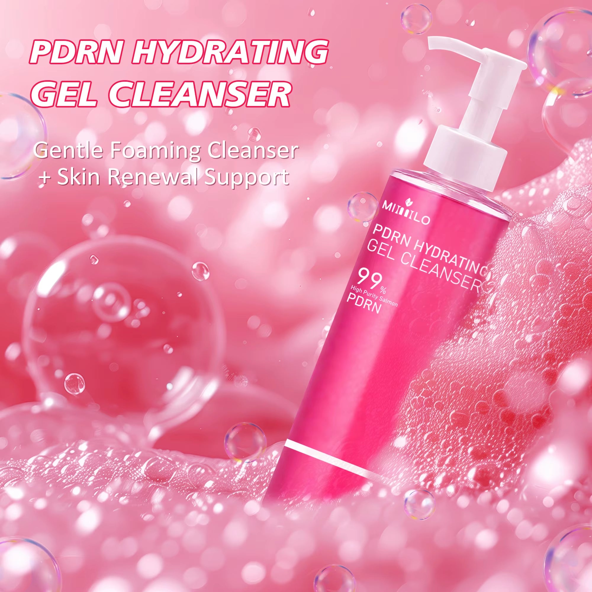 Experience Radiant Skin with DNA PDRN Salmon Pink Foam Cleansing Gel - Deep Cleansing, Oil Control, and Blackhead Removal