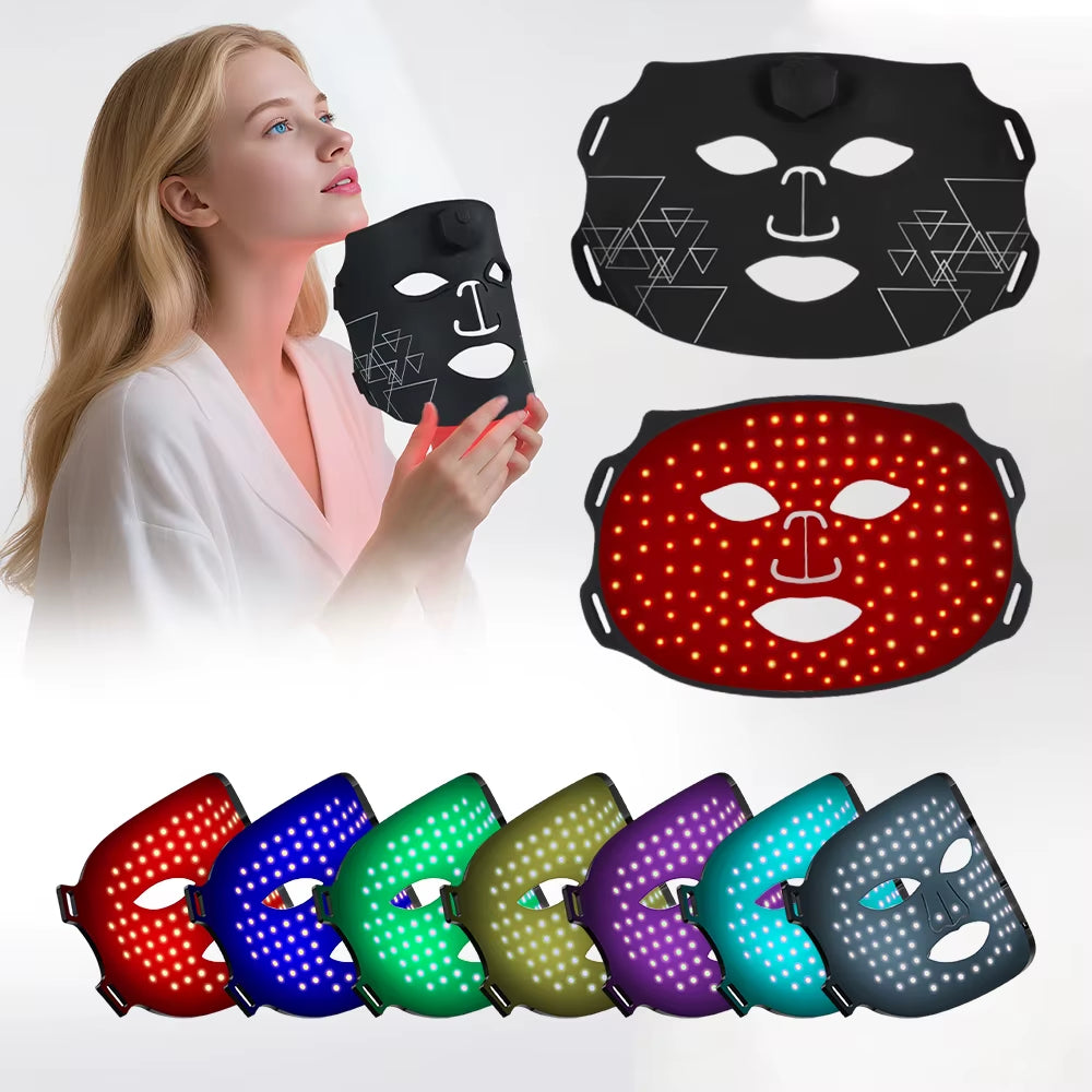 Transform Your Skin with the 7 Colors 3D Silicone LED Facial Mask - Wireless Photon Therapy for Radiant, Youthful Skin