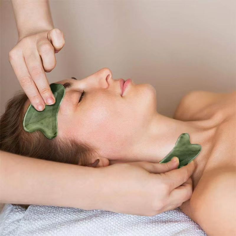 Revitalize Your Skin with the 1/2Pcs Jade Heart-Shape Massager Guasha Board - Perfect for Neck Relief, Face Thinning, and Wrinkle Prevention!