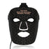 Black LED facial mask with geometric pattern and cutouts for eyes, nose, and mouth designed for Infrared Light Therapy skin rejuvenation
