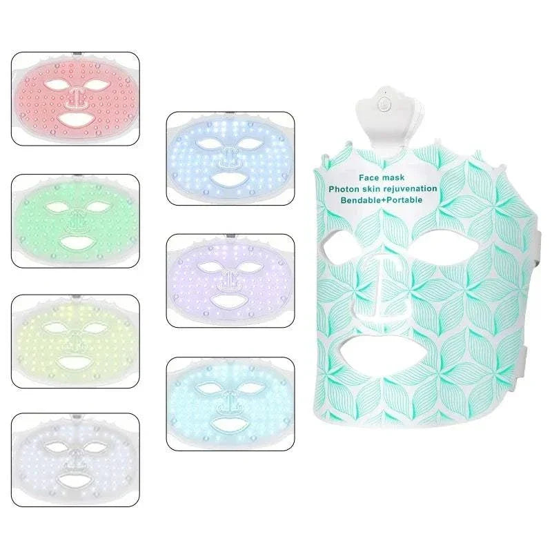 LED Photon Beauty Infrared Mask with flexible silicone construction and multiple LED light color options for skin therapy