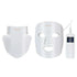 Portable white silicone Red Light Led Facial Mask set including face and neck masks with geometric pattern and remote control