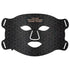 Black silicone face mask with geometric pattern and text for Red Light Photon Therapy, flexible and portable design