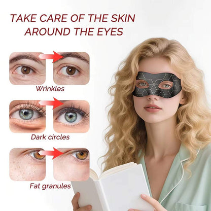 Red Light Silicone Eye Mask, black flexible mask with outlined panels and eye openings worn over the eyes
