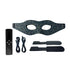 Red Light Silicone Eye Mask in black patterned silicone with eye cutouts, controller, charging cables and adjustable straps